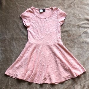 Lace-detailed pink dress